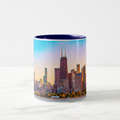 Mug à café à deux tons de Chicago Skyline (Centre)