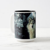 Mug à café à deux tons de loup d'hiver (Devant gauche)
