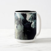 Mug à café à deux tons de loup d'hiver (Devant droit)