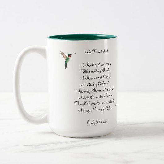 Mug à café à deux tons Emily Dickinson Hummingbird (Gauche)