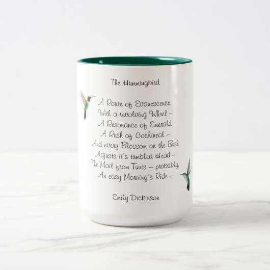 Mug à café à deux tons Emily Dickinson Hummingbird (Centre)