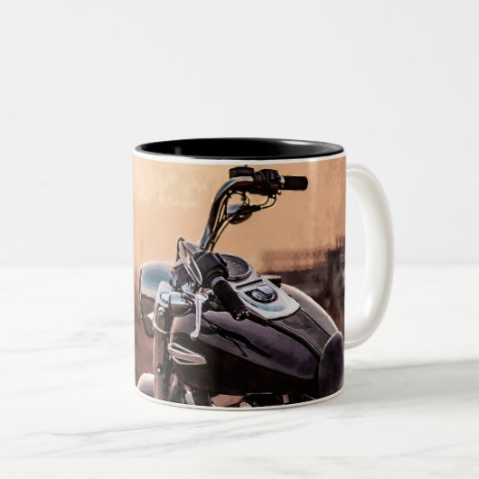 Mug à café à deux tons enveloppé de moto branché (Devant droit)