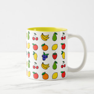 Mug à café à deux tons Motif à fruits mélangés col