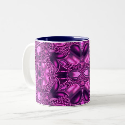 Mug à café à deux tons Motif Fuchsia (Devant gauche)