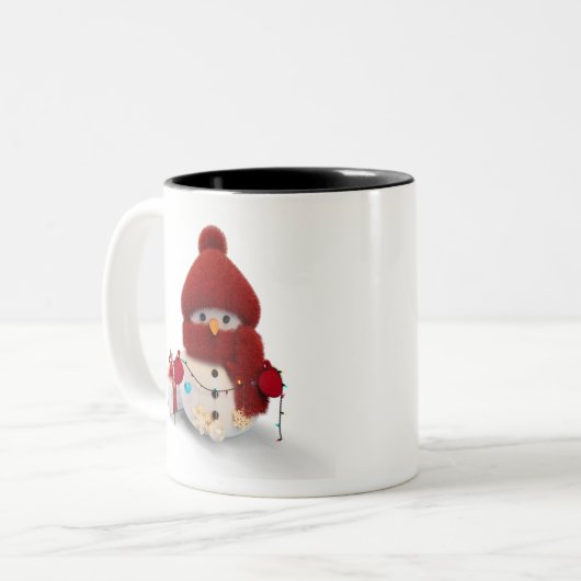 Mug à café à deux tons pour Scarf Snowman (Devant gauche)