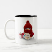 Mug à café à deux tons pour Scarf Snowman (Gauche)