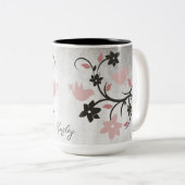 Mug à café à deux tons rose Lovebirds (Devant droit)