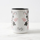 Mug à café à deux tons rose Lovebirds (Centre)