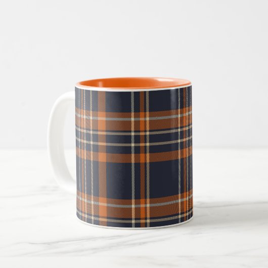 Mug à café à deux tons rustique Noël/hiver plaid (Devant gauche)