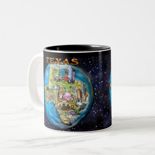 Mug à café à deux tons Texas Planet (Devant gauche)