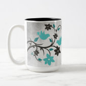 Mug à café à deux tons turquoise Lovebirds (Gauche)