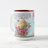 Mug à café à deux tons - vers bible et scène de la (Devant gauche)