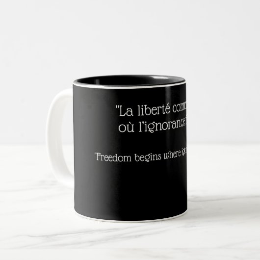 Mug à café à deux tons - Victor Hugo Citation en f (Devant gauche)
