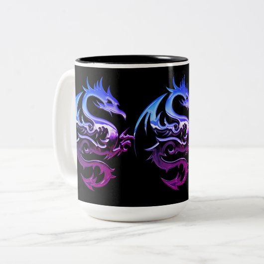 Mug à café à deux tons violet en dragon métallique (Devant gauche)