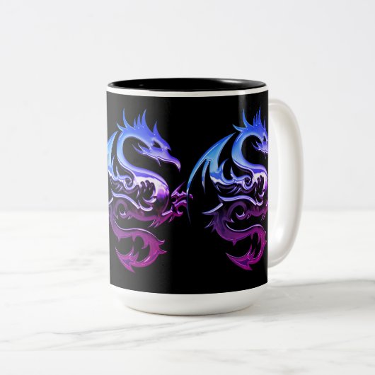 Mug à café à deux tons violet en dragon métallique (Devant droit)