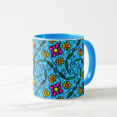 mug à café à fleurs gribouillées (Devant droit)