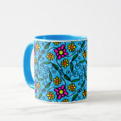 mug à café à fleurs gribouillées (Devant gauche)