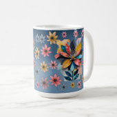 Mug à café à fleurs rétro 15oz (Devant droit)
