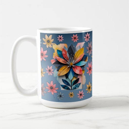 Mug à café à fleurs rétro 15oz (Gauche)