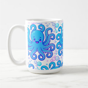 Mug à café à motif de pieuvre bleue mignonne