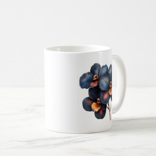Mug à café à orchidée noire classique (Devant droit)