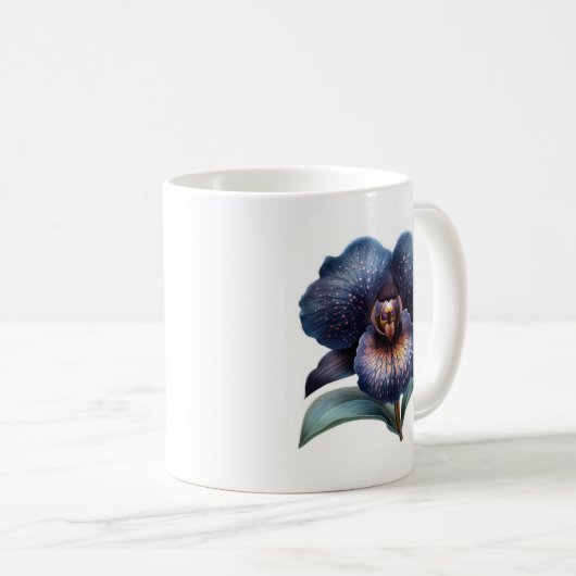 Mug à café à orchidée noire classique (Devant droit)