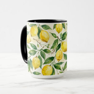 Mug à café aux citrons charmants de printemps