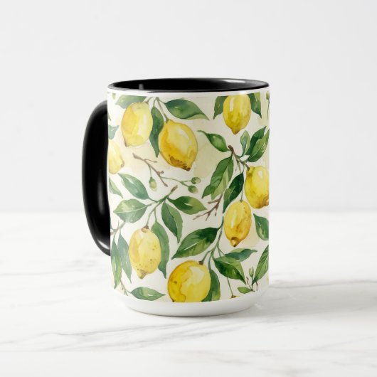 Mug à café aux citrons charmants de printemps (Devant gauche)