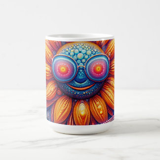 Mug à café aux couleurs vives de tournesol avec lu