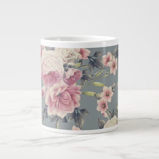 mug à café aux roses roses (Devant)