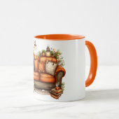 Mug à café aux tons chauds de canapé et fleurs (Devant droit)