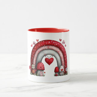 Mug à café avec arc-en-ciel d'amour matelassé