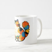 Mug à café avec chat assis dodu dessiné à la main (Devant droit)