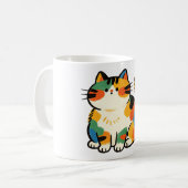 Mug à café avec chat assis dodu dessiné à la main (Devant gauche)