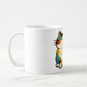Mug à café avec chat assis dodu dessiné à la main (Gauche)