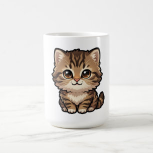 Mug à café avec chaton tabby marron mignon