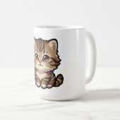Mug à café avec chaton tabby marron mignon (Devant droit)
