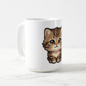 Mug à café avec chaton tabby marron mignon (Devant gauche)