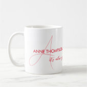 Mug à café avec nom rouge et initiale (monogramme) (Gauche)