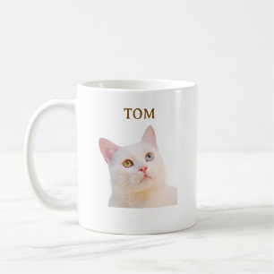 Mug à café avec photo personnalisée et nom de chat