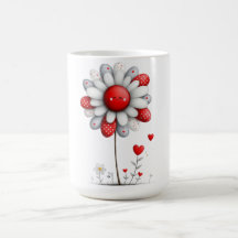Mug à café avec tournesol piqué et coeurs