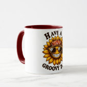Mug à café avec tournesol souriant branché (Devant gauche)