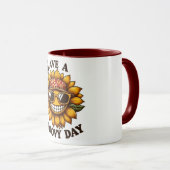 Mug à café avec tournesol souriant branché (Devant droit)