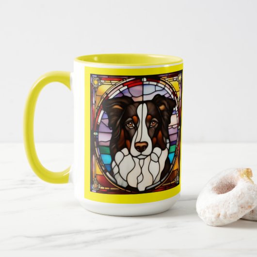Mug à café avec un Border Collie mignon (Avec donut)