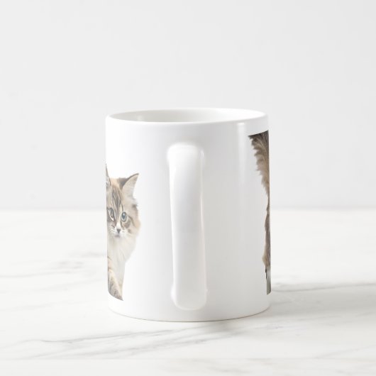 mug à café avec un chat mignon et duveteux (Poignée)