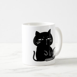 Mug à café avec un chat noir grassouillet mignon