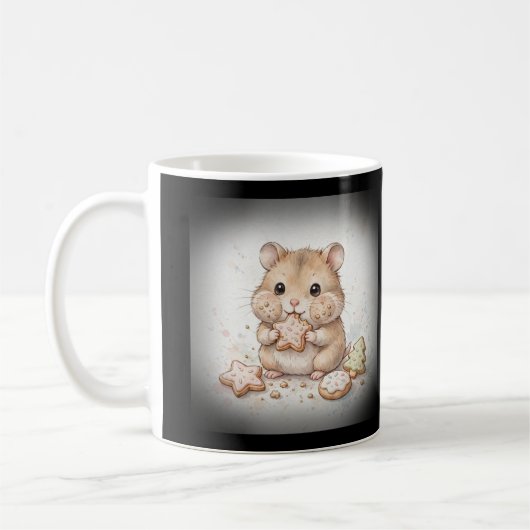 Mug à café avec un hamster et des biscuits de Noël (Gauche)