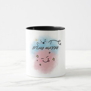 Mug à café avec un visage coloré mignon