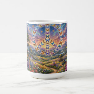 Mug à café avec vue nocturne colorée du signe de l