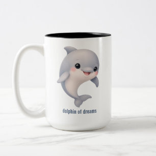 Mug à café bicolore avec dauphin de dessin animé m